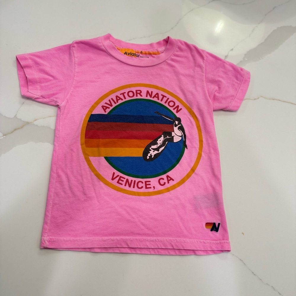 Aviator Nation Kids Pink Graphic T-Shirt